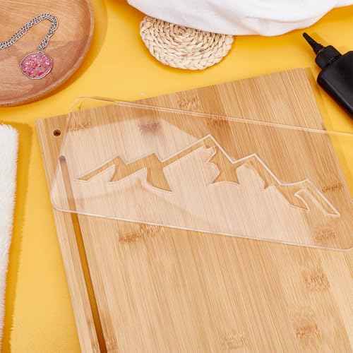 BENECREAT Mountain Clear Acrylic Router Inlay Template, Woodworking Router Template with Protective Film for Creating Unique Inlays in Signs, Charcuterie Boards, 11.8x5inch, 4.5mm Thick