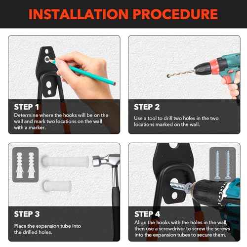 2 Pack Heavy Duty Steel Utility Wall Hooks, Wall Mount Garage Storage Organizer for Hanging Ladders, Bikes,Garden Tools, Skis