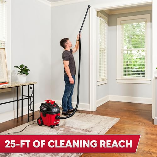 Vacmaster VF408B 4-Gallon 5 Peak HP Wet Dry Vacuum Cleaner - Red