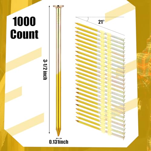 Pasimy 1000 Per Box 3-1/2 x 0.131 Inch 21 EG Degree Framing Nails