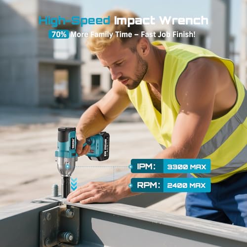 Seesii Impact Wrench 665 FT-LBS / 2x4.0Ah Battery Cordless High Torque
