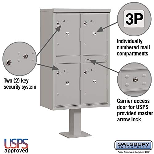 Outdoor Parcel Locker with 4 Compartments - USPS Approved Security Storage