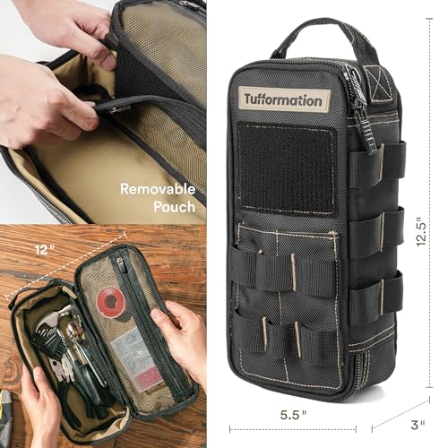 Heavy Duty Small Tool Bag Pouch Portable Utility Organizer Case with Zipper Handle. Perfect for EDC, Motorcycle, Road Bike, Electricians & More