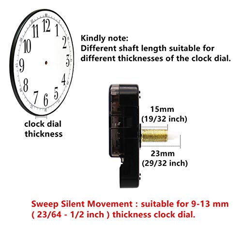 TIKROUND Quartz Wall Clock Movement Mechanism Repair Parts 29/32 Inch Thread with Black Hands