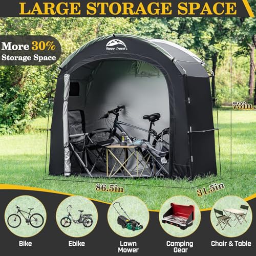 Happy Travel 7.3x2.7x6.1ft Waterproof Bicycle Storage Shed for 2 Bikes