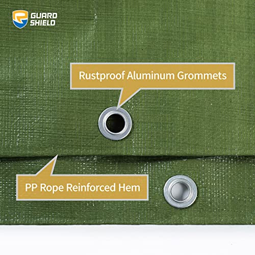 GUARD SHIELD Heavy Duty Green Waterproof Tarp 12x16 Feet - Multi Purpose 10mil Cover