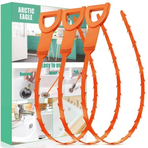 3 Pack Drain Snake Hair Clog Remover - Flexible Shower & Sink Unclogger Tool