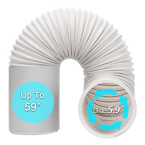 BEWAVE Portable AC Exhaust Hose Kit 5.9 inch Diameter, 59 inch Length, Anti-Clockwise Thread
