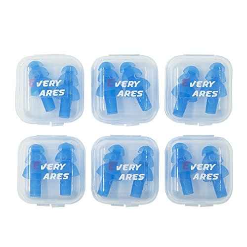 Silicone Swimming Earplugs, 6 Pairs, Comfortable, Waterproof, Ear Plugs Swimming Showering Case