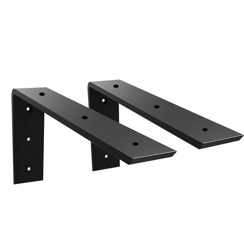 WINKER Countertop Support Bracket 2 Pack Heavy Duty Hidden L Shelf Bracket 12" x 6" x 2.5" Metal Corbels for Quartz/Granite/Wood/Concrete/Laminate Countertops, Black