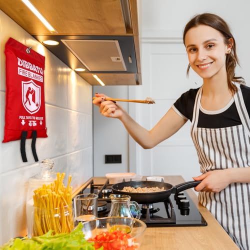 DIBBATU Red 40x40 Inch Fire Blanket 2 Pack Emergency Fire Safety for Home & Kitchen