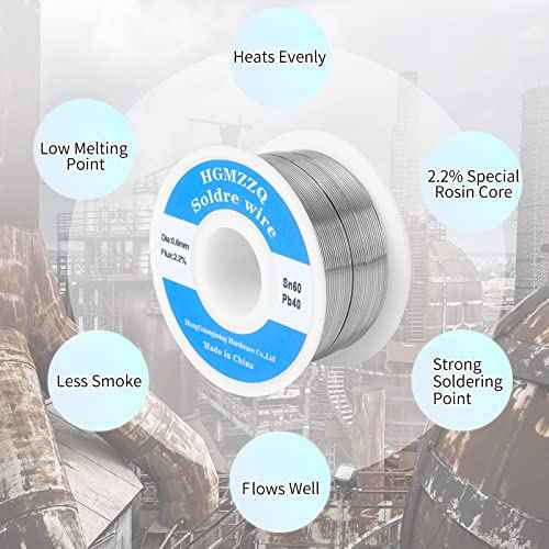 60/40 Tin Lead Solder Wire with Rosin for Electrical Soldering 0.039inch (1.0mm-1lb)