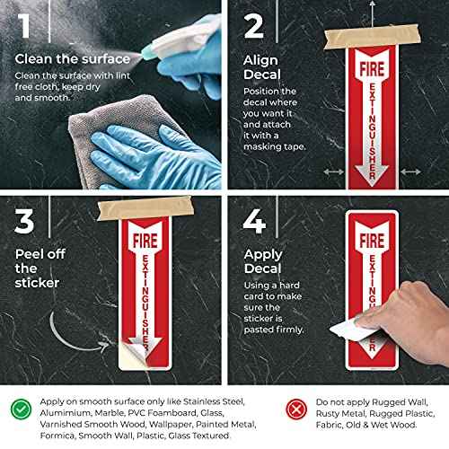 Fire Extinguisher Decal Self Adhesive Sticker 4x12" 4 Mil Vinyl SignIndoor & Outdoor Use UV Protected & Waterproof Sleek (3 Pack)