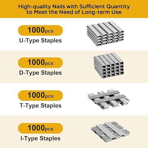 Upholstery Staple Gun Heavy Duty, YEAHOME 4-in-1 Stapler Gun with 4000 Staples, Manual Brad Nailer Power Adjustment Stapler Gun for Wood, Crafts, Carpentry, Decoration DIY