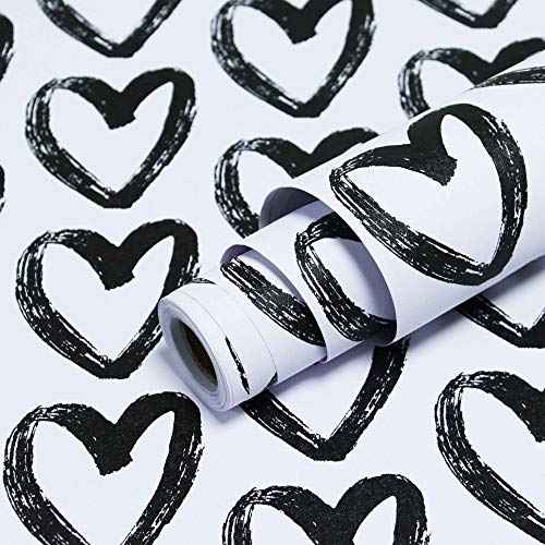 Timeet Black White Wallpaper - Peel & Stick 17.7"x118" Modern Wall Decoration