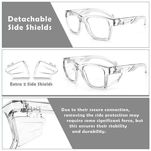 UKNOW Safety Glasses - Anti Fog Lenses - Eye Protection with Side Shields - ANSI Z87.1 Protective Eyewear - UV Protection
