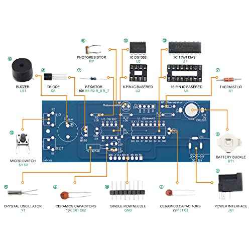 Soldering Practice Kit DIY RGB Alarm Clock Green Sound Sensor RGB Gyro Red Responder Red Flash Turntable Electronics Projects Simple Welding Skills Plug-in Circuit Kit for DIYers (04SZ5-1)