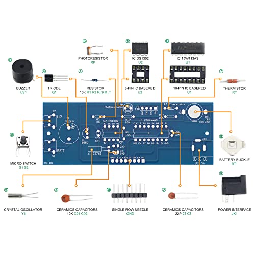 Soldering Practice Kit DIY RGB Alarm Clock Green Sound Sensor RGB Gyro Red Responder Red Flash Turntable Electronics Projects Simple Welding Skills Plug-in Circuit Kit for DIYers (04SZ5-1)