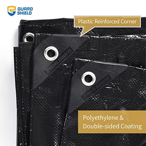 GUARD SHIELD 8x8 Feet Waterproof Black Heavy Duty Tarp - All Purpose 7mil