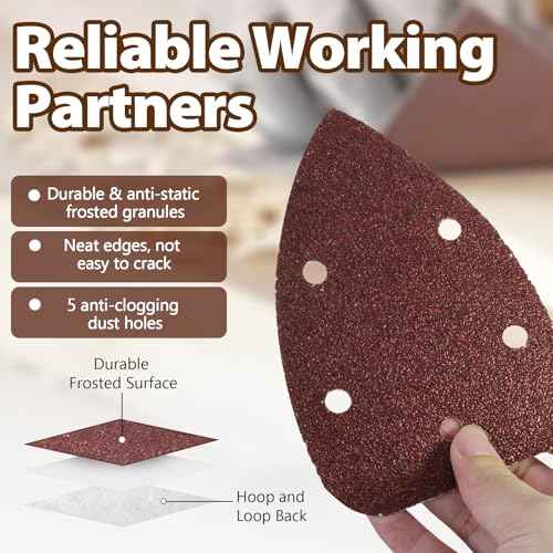 25 Pcs 40 Grit Mouse Detail Sander Sandpaper, 5 Hole Detail Sanding Pads for Palm Sander, Hook and Loop Mouse Sandpaper Sheets Sander Pads for Sanding Polishing