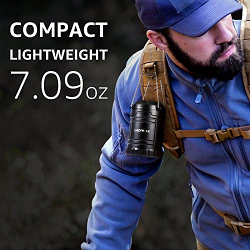 Lepro 4 Pack Black Collapsible LED Camping Lanterns, Water Resistant IPX4