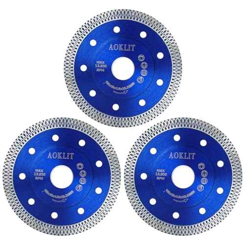 4.5 inch Super Thin Diamond Blade for Angle Grinder, 3 Pcs Tile Saw, Diamond Saw Blades Cutting Porcelain Tile Granite Marbles (Blue)