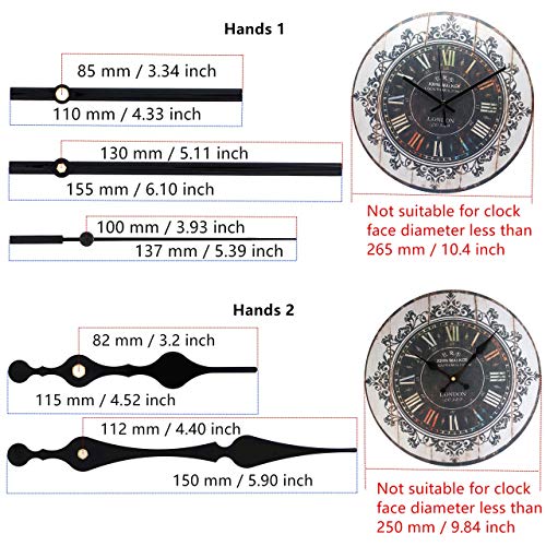 TIKROUND Quartz Wall Clock Movement Mechanism Repair Parts 29/32 Inch Thread with Black Hands