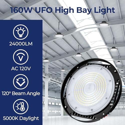 CINOTON 160W UFO LED High Bay Light 24000LM Warehouse Garage Commercial Lighting