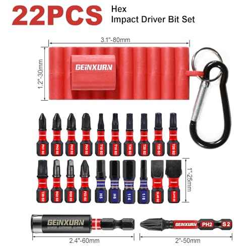 22 Pieces Multi Impact Screwdriver Bits Set,Magnetic S2 Steel Insert Power Bits with Organizer Sleeve and Storage Strip