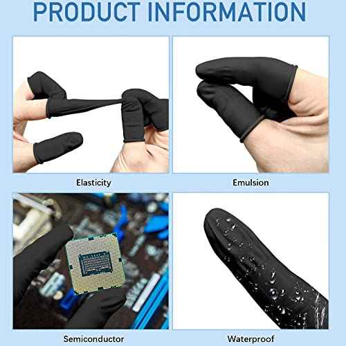 400 Pcs Latex Finger Cots Disposable Fingertips Protective Finger Cots for Electronic Repair, Handmade, Industrial Apply, Black