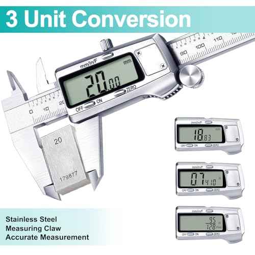 Kynup Digital Caliper, Caliper Measuring Tool, Micrometer Dial Vernier Caliper with Large LCD Screen, Full Turn Off, Stainless Steel, Switch from Inch Metric Fraction (6Inch/150MM)
