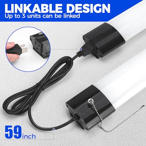 Barrina 4FT LED Shop Light 84W 10000LM 5000K Black - 1 Pack, Linkable & ETL Certified