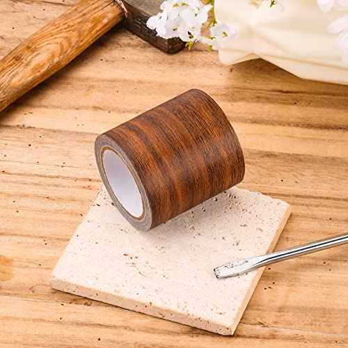 AIEX 1pc Wood Grain Repair Tape, 2.24x180inch Adhesive Wood Grain Repair Patch for Tables, Chairs, Baseboards, Doors (Dark Brown)