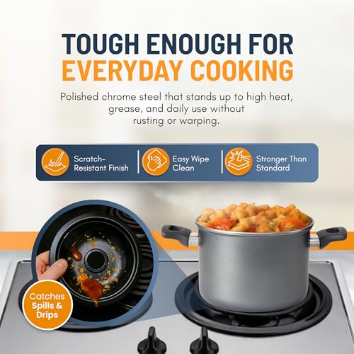 Linda's Essentials 4-Pack Electric Stove Drip Pans 6in & 8in, Frigidaire/Kenmore Compatible (Black)