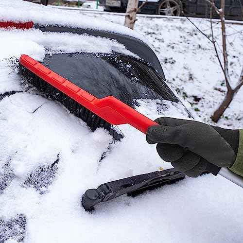 COOLJOB Winter Freezer Work Gloves for Men Women with Grip, Windproof Thermal Warm Fleece Lined, 3/4 Latex Coated for Heavy Duty, Construction, Warehouse, Black, 1 Pair, L