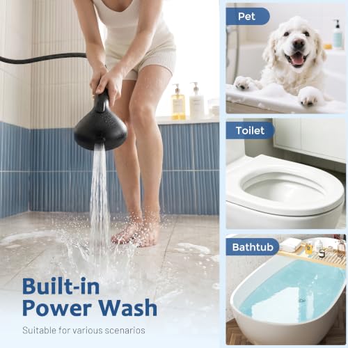 MakeFit 8 Inch Matte Black Dual Filtered Rain Shower Head & Handheld Combo with Adjustable Bar