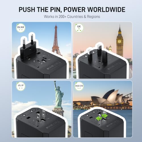 EPICKA Grey Universal Travel Adapter with 1 AC, 3 USB-C & 2 USB-A Ports - 1 Piece