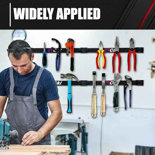 Magnetic Storage Organizer Tool Holder, Magnetic Tool Holder Strip, 6-Pack Magnetic Tool Bar,1-Pack Wrist Magnetic Holder for Garage,Shop and Kitchen | Garage Wall Mount Rack- Mounting Screws Included