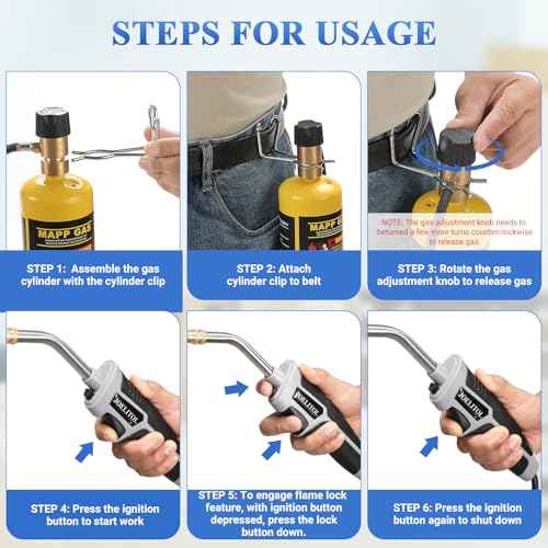 Propane Torch Kit, Mapp Gas Torch with Cylinder Clip, 5ft Hose and Trigger Start Adjustable Flame, Brazing Torch Kit for Soldering, DIY, Jewelry(Propane Cylinder Not Included)