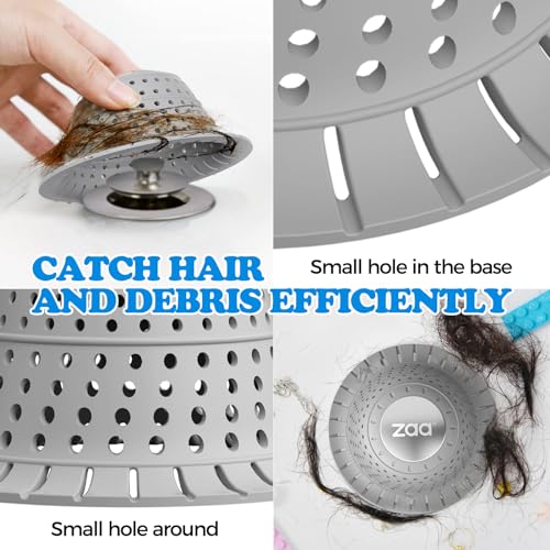 Zaa Shower Drain Hair Catcher 1 Pack Gray - Bathtub & Sink Drain Protector