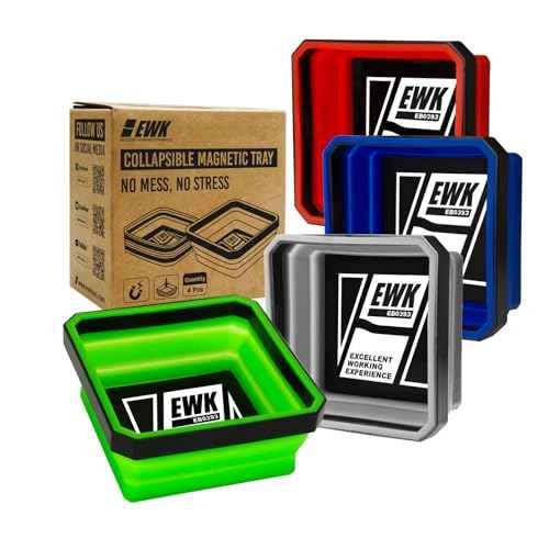 EWK 4 Pcs Collapsible Magnetic Parts Tray Set, Silicone Magnetic Bowls for Screws, Small Tools, Lug Nuts, and Bolts