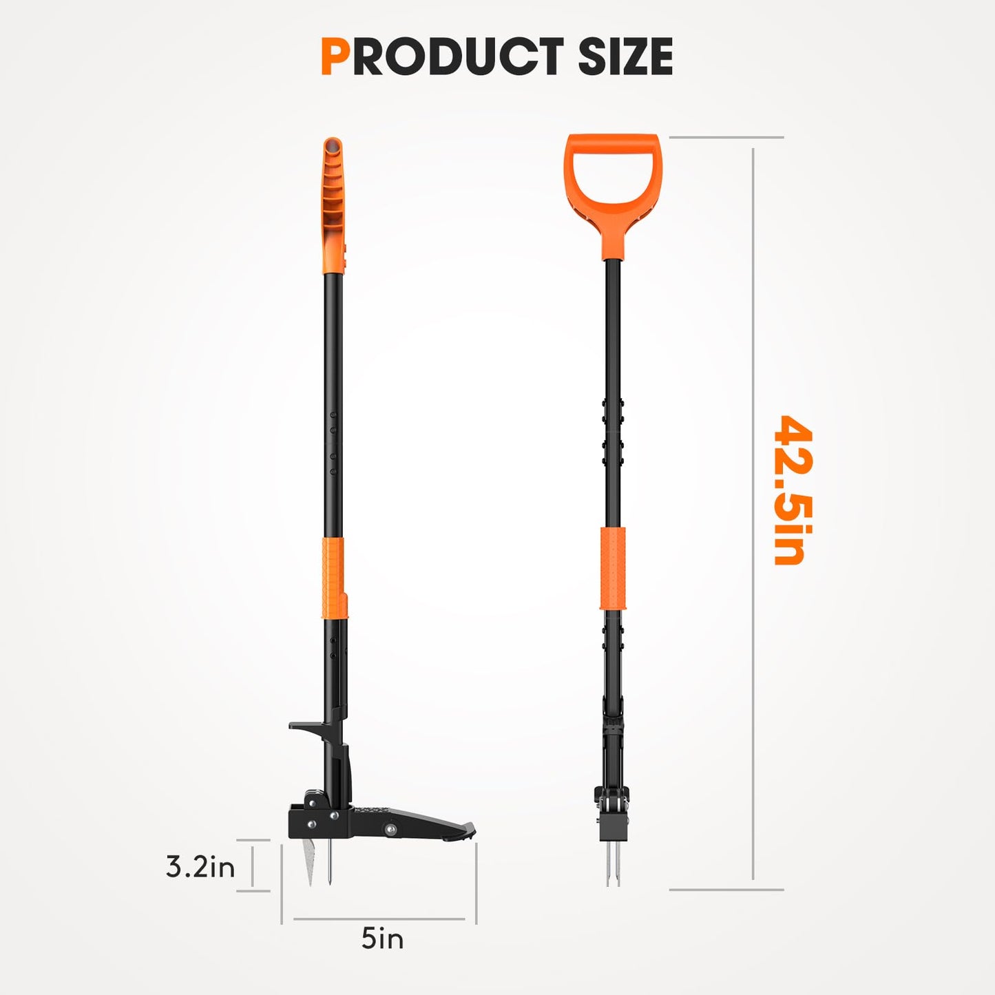 Tovve 4-Claw Weed Puller Tool, 42" Stand Up Gardening Hand Weeding Tool, Upgraded Iron Claw Garden Weeder with D-Handle, Root Weeder Tool with Weed-Eject Design - Standing up Mowing is Easier