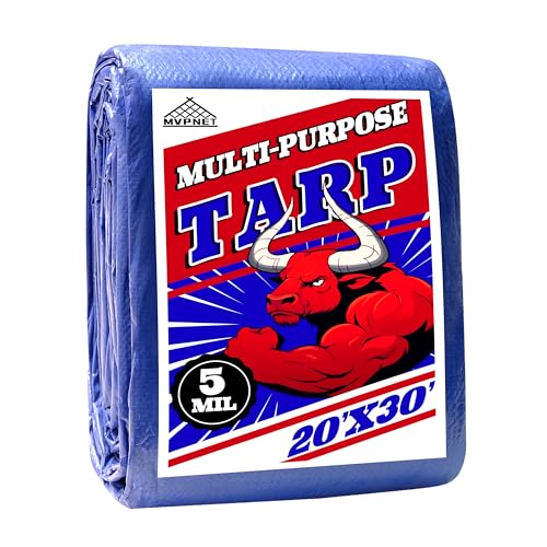 MVPNET 20x30ft Tiger Waterproof UV-Resistant Blue Tarp, 5mil Multipurpose Cover