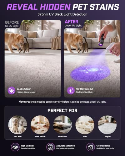 MOWETOO UV Flashlight with 395nm Black & White Light - Variation 1