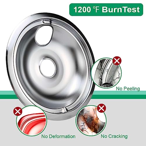 Purelux 4-Pack Chrome Drip Pans for GE/Hotpoint Stove – 1x8in + 3x6in Replacement