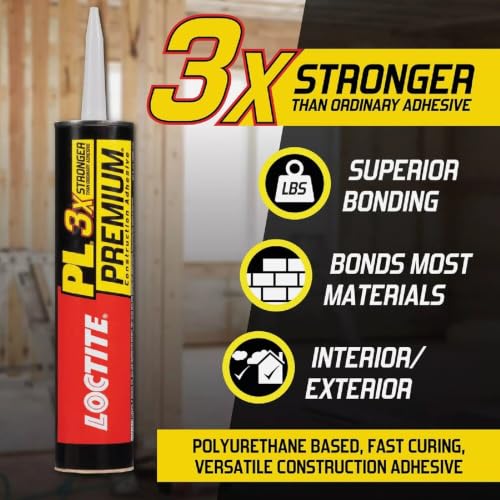 Loctite PL Premium Polyurethane Construction Adhesive 4 fl oz - Versatile Indoor & Outdoor Glue