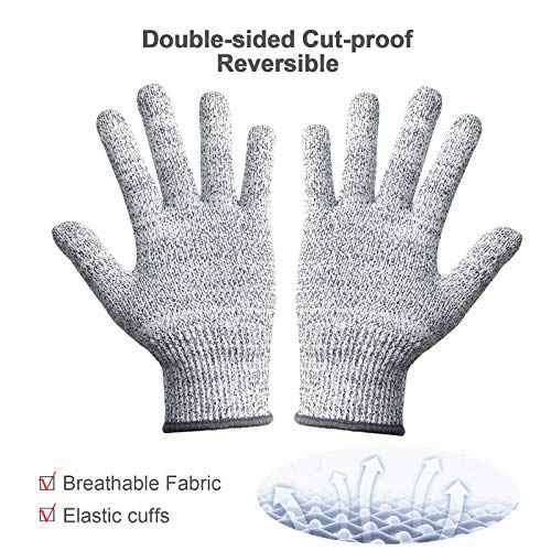 Cutting Gloves, 2 Pairs Cut Resistant Gloves, Cut Proof Gloves Kitchen, Cutting Gloves for Chef, Cut Gloves, Grey
