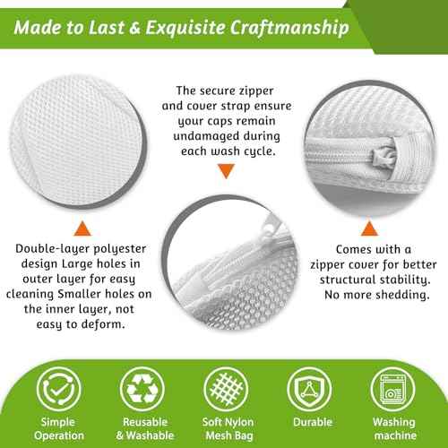 Eiito Hat Washer Cage Hats Cleaner, Hat Washer for baseball caps for Washing Machine or Dishwasher, Ball Cap Washer Frame for Flat & Curved Hats.2-Pack White
