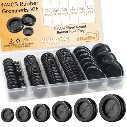 44PCS Rubber Grommet Kit 6 Sizes for Wiring, Auto, Electronics - Reusable Storage Box - Variation: 44PCS 6Size