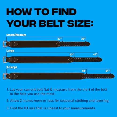 OX Tools 3-inch Wide Full Grain Leather Tool Belt - 3" Wide Oil Tanned Double Stitched Construction Belt with Rivets - 33" to 44" Belt Length Carpenter Tool Belt - OX-P263303
